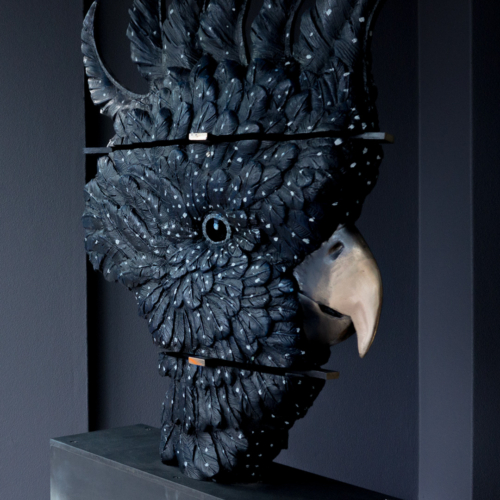Bronze Animal Sculpture – Sulphur Crested Cocky by Stephen Glassborow, 200x60x30cm | ARTpark Australia