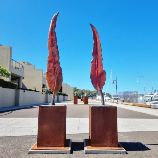 Bronze Leaf Sculpture – Eucalypts by Stephen Glassborow, 170cm & 150cm | ARTpark Australia