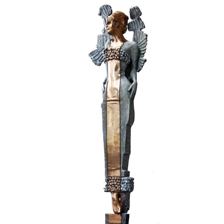 Bronze Figurative Sculpture – Chameleon by Stephen Glassborow, 150cm on 30cm Plinth - view 3