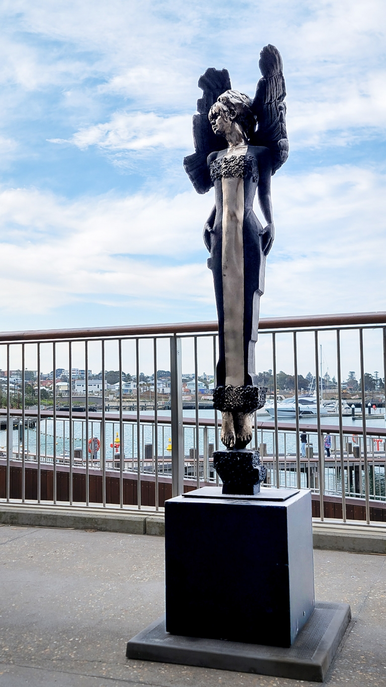 Bronze Figurative Sculpture – Chameleon by Stephen Glassborow, 150cm on 30cm Plinth - view 5