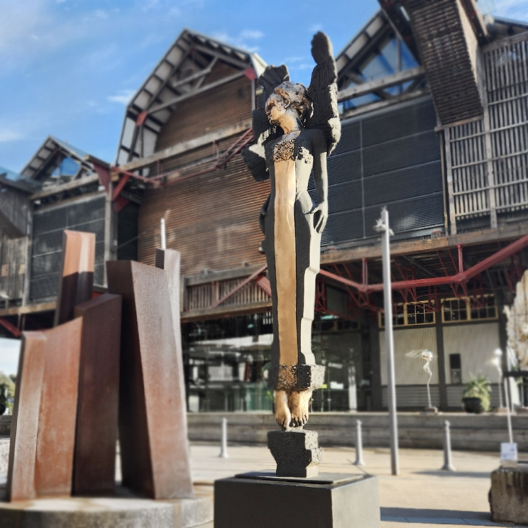 Bronze Figurative Sculpture – Chameleon by Stephen Glassborow, 150cm on 30cm Plinth - view 7