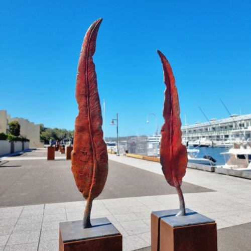 Bronze Leaf Sculpture – Eucalypts by Stephen Glassborow, 170cm & 150cm | ARTpark Australia
