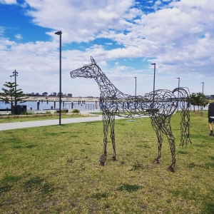 outdoor metal horse sculpture