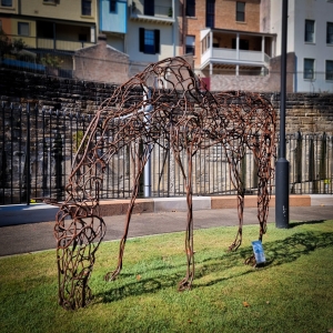 life size metal outdoor horse sculpture