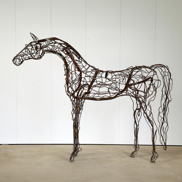 Fabricated Steel Horse Sculpture – Stockman by Mark Niglia, 295x235x65cm | ARTpark Australia