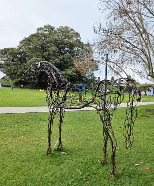 Fabricated Steel Horse Sculpture – Stockman by Mark Niglia, 295x235x65cm | ARTpark Australia