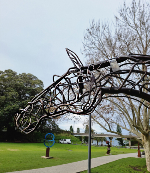 Fabricated Steel Horse Sculpture – Stockman by Mark Niglia, 295x235x65cm | ARTpark Australia
