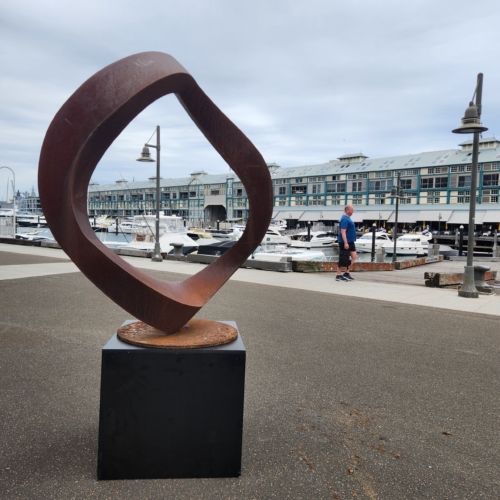 Corten Steel Landmark Sculpture – Wavering Circle by Greg Johns, 150cm Diameter | ARTpark Australia