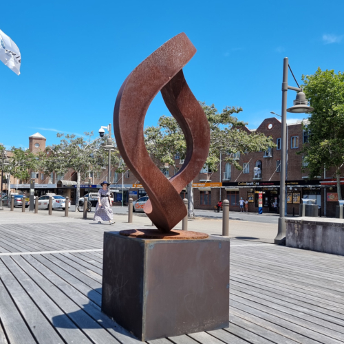 Corten Steel Landmark Sculpture – Wavering Circle by Greg Johns, 150cm Diameter | ARTpark Australia