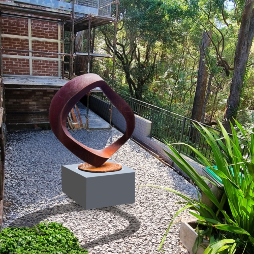 Corten Steel Landmark Sculpture – Wavering Circle by Greg Johns, 150cm Diameter | ARTpark Australia