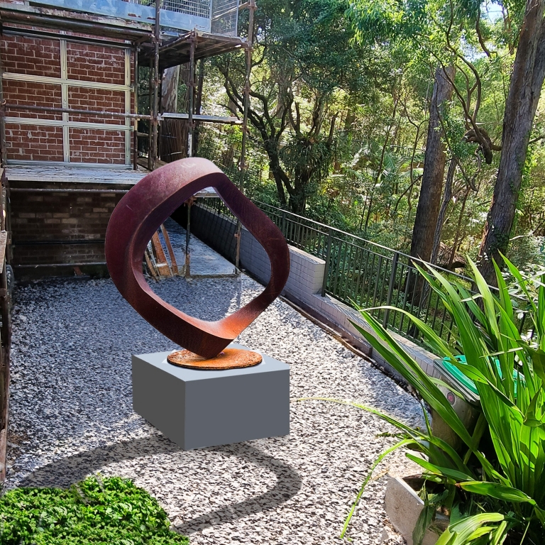 Corten Steel Landmark Sculpture – Wavering Circle by Greg Johns, 150cm Diameter - view 10