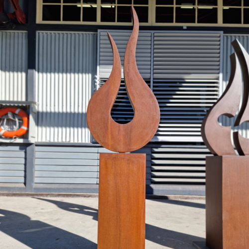 Corten Steel Sculpture – Fire by Andrew Kasper, 200x40x40cm | ARTpark Australia