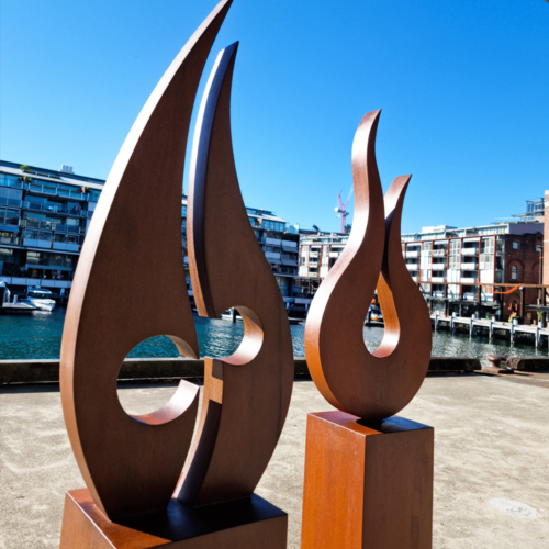 Corten Steel Abstract Sculpture – Together by Andrew Kasper, 200x40x40cm | ARTpark Australia