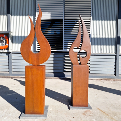 Corten Steel Sculpture – Fire by Andrew Kasper, 200x40x40cm | ARTpark Australia