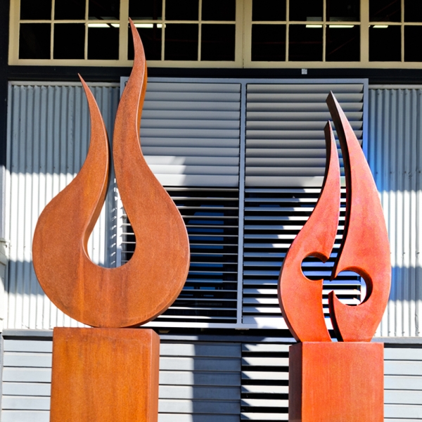 Fire - CorTen Steel Sculpture - 200x40x40cm Outdoor garden Sculpture