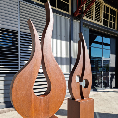 Corten Steel Sculpture – Fire by Andrew Kasper, 200x40x40cm | ARTpark Australia