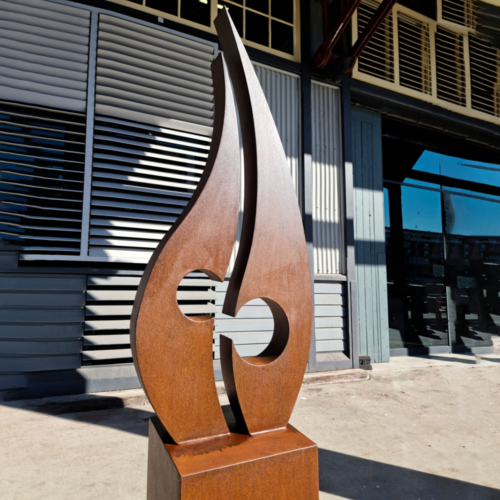 Corten Steel Abstract Sculpture – Together by Andrew Kasper, 200x40x40cm | ARTpark Australia