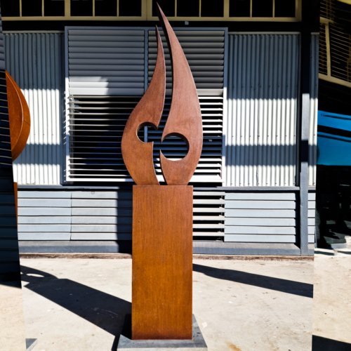 Corten Steel Abstract Sculpture – Together by Andrew Kasper, 200x40x40cm | ARTpark Australia