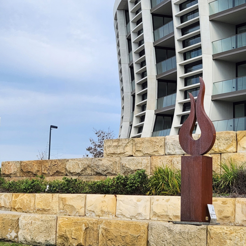 Corten Steel Sculpture – Fire by Andrew Kasper, 200x40x40cm | ARTpark Australia