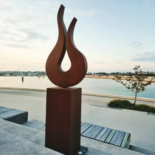 Corten Steel Sculpture – Fire by Andrew Kasper, 200x40x40cm | ARTpark Australia
