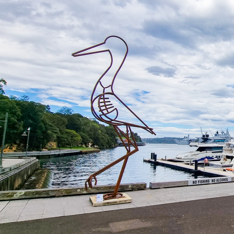 Fabricated Steel Egret Sculpture – Hungry Egret by Tobias Bennett, 450x125x65cm - view 5