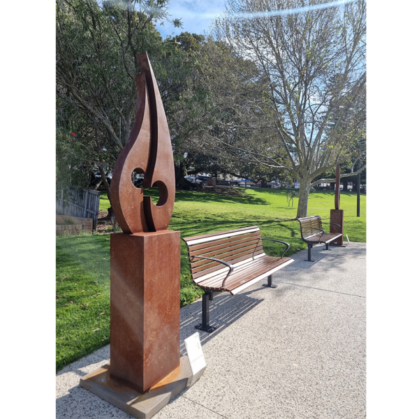 Corten Steel Abstract Sculpture – Together by Andrew Kasper, 200x40x40cm | ARTpark Australia