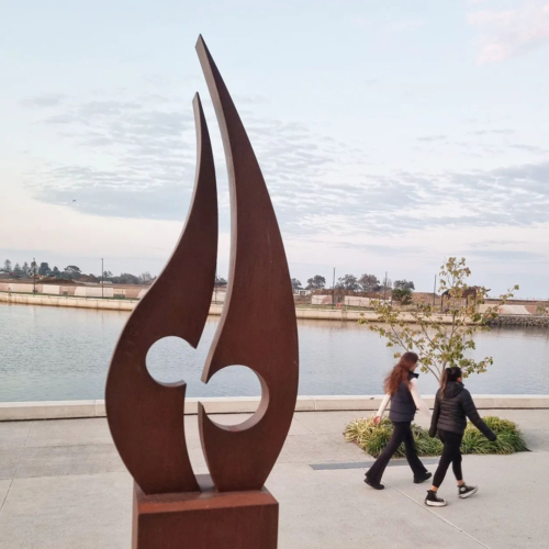 Corten Steel Abstract Sculpture – Together by Andrew Kasper, 200x40x40cm | ARTpark Australia