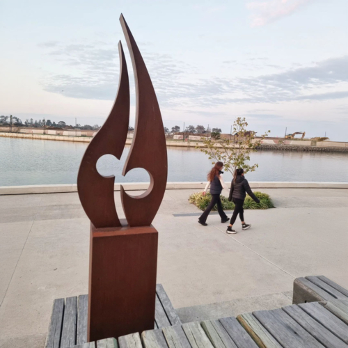 Corten Steel Abstract Sculpture – Together by Andrew Kasper, 200x40x40cm | ARTpark Australia