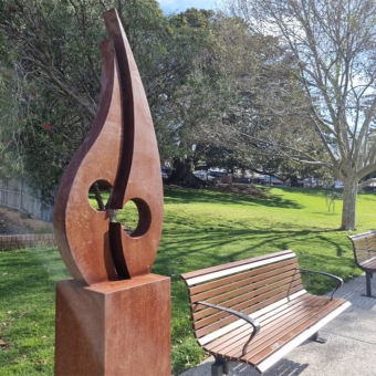 Corten Steel Sculpture – Together by Andrew Kasper, 200x40x40cm | ARTpark Australia