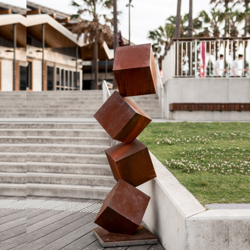 Corten Steel Sculpture – 4 High by Rowland Melville, 230x45x50cm | ARTpark Australia
