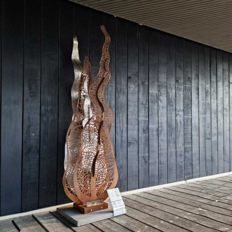 Stainless & Corten Steel Sculpture – Eucalyptus Leaves by Mark Kelly, 240x45x45cm - view 3