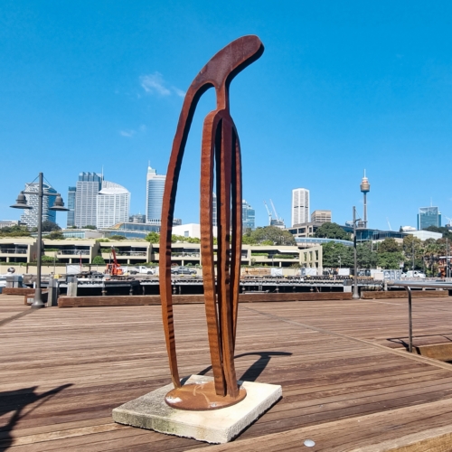 Corten Steel Sculpture – Sentinel by Greg Johns, 294x60x40cm | ARTpark Australia