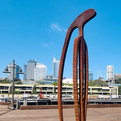 Corten Steel Sculpture – Sentinel by Greg Johns, 294x60x40cm | ARTpark Australia
