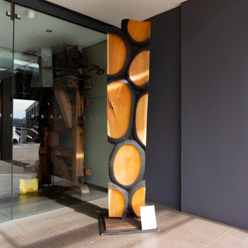 Timber Totem Sculpture – Meji by Lucas Guilbert, 225x45x5cm | ARTpark Australia