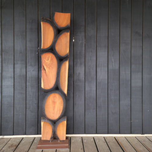 Timber Totem Sculpture – Meji by Lucas Guilbert, 225x45x5cm | ARTpark Australia