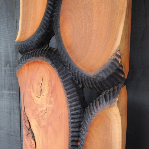 Timber Totem Sculpture – Meji by Lucas Guilbert, 225x45x5cm | ARTpark Australia