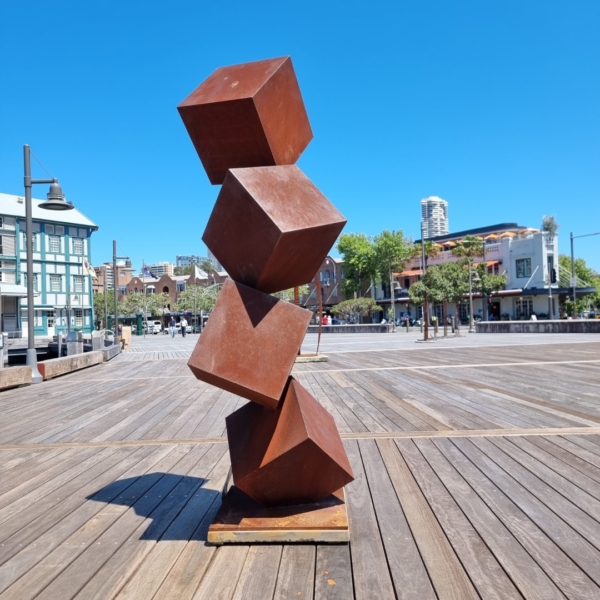 Corten Steel Sculpture – 4 High by Rowland Melville, 230x45x50cm | ARTpark Australia