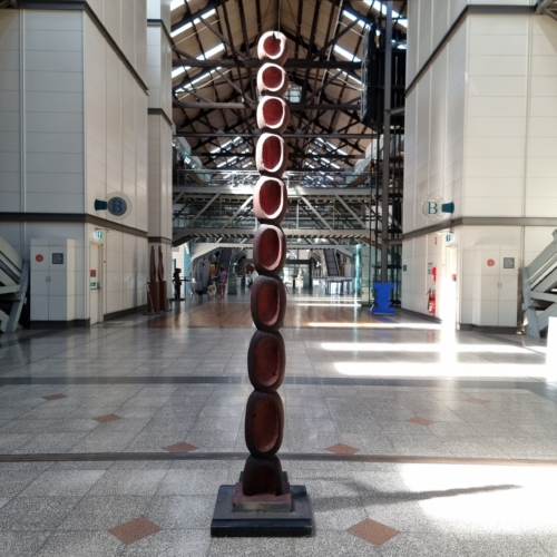 Timber Totem Sculpture – Acaceed by Lucas Guilbert, 255x30x25cm | ARTpark Australia