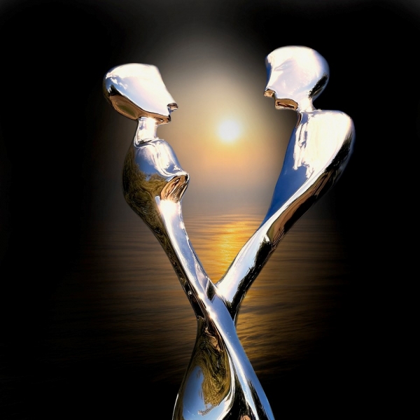 abstract people stainless steel sculpture