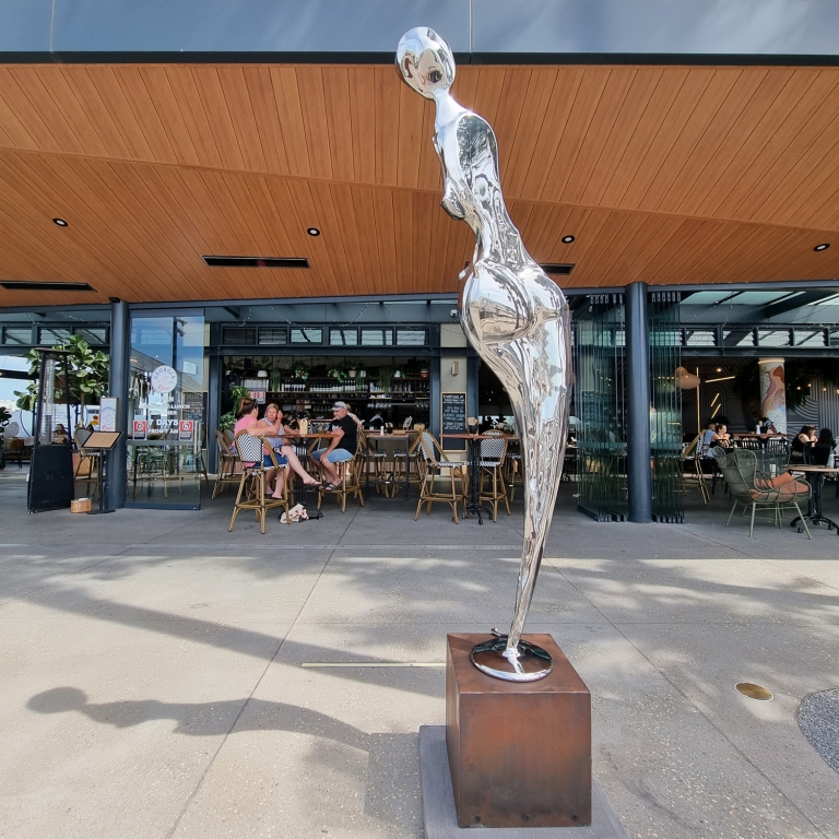 Bathing Woman-Swaying 2.6m by Hugh McLachlan - Stainless steel garden sculpture - view 4