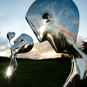 abstract people stainless steel sculpture