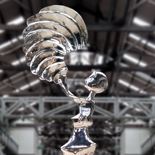 Stainless Steel Figurative Sculpture – Muse of Time by Hugh McLachlan, 260cm | ARTpark Australia