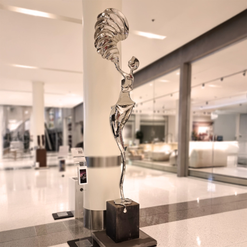 Stainless Steel Figurative Sculpture – Muse of Time by Hugh McLachlan, 260cm | ARTpark Australia