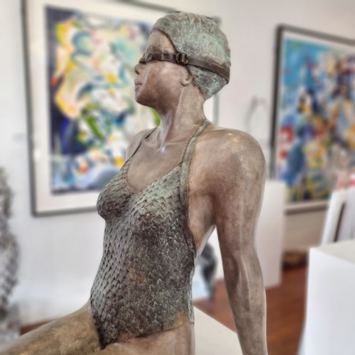 Bronze Swimmer Sculpture – Hush by Mela Cooke, 98x40x48cm | ARTpark Australia