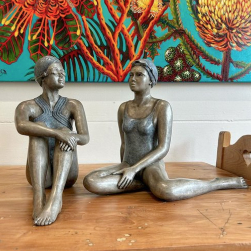 Bronze Swimmer Sculpture – The Conversation by Mela Cooke, 39cm | ARTpark Australia