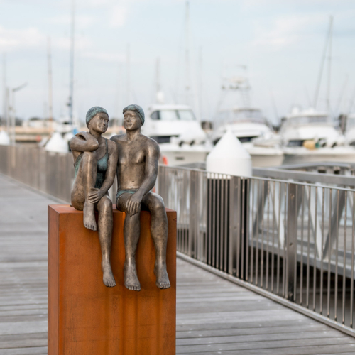 Bronze Swimmer Sculpture – The Break of Day by Mela Cooke, 98x30x48cm | ARTpark Australia