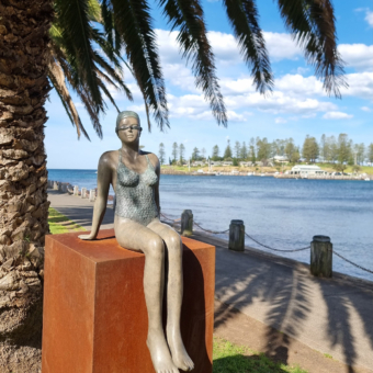 Bronze Swimmer Sculpture – Hush by Mela Cooke, 98x40x48cm | ARTpark Australia