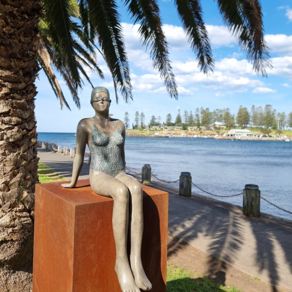 Bronze Swimmer Sculpture – Hush by Mela Cooke, 98x40x48cm | ARTpark Australia