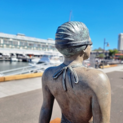 Bronze Swimmer Sculpture – Hush by Mela Cooke, 98x40x48cm | ARTpark Australia