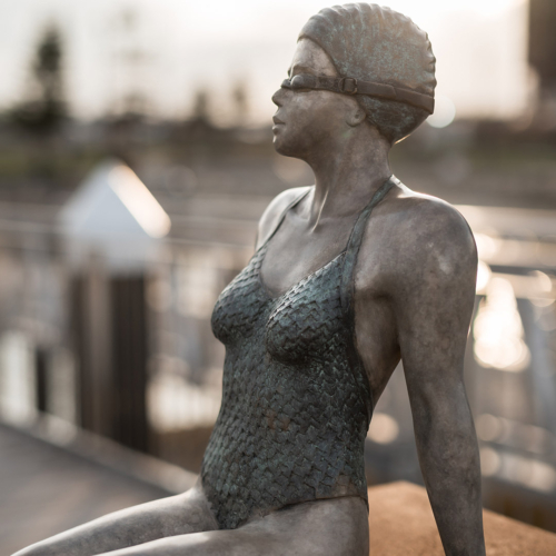 Bronze Swimmer Sculpture – Hush by Mela Cooke, 98x40x48cm | ARTpark Australia